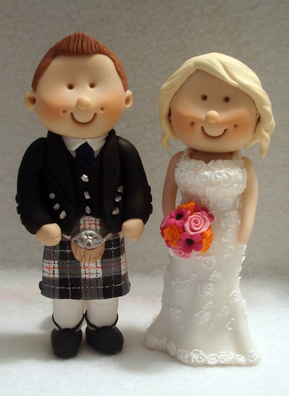 Scottish Bride And Groom Wedding Cake Topper by Indigo28caketops