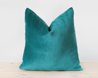 Blue Green Pillow Cover Teal Velvet Cushion Solid Teal Throw Pillows Teal Lumbar Pillow Modern Home Decor 18x18 20x20 22x22