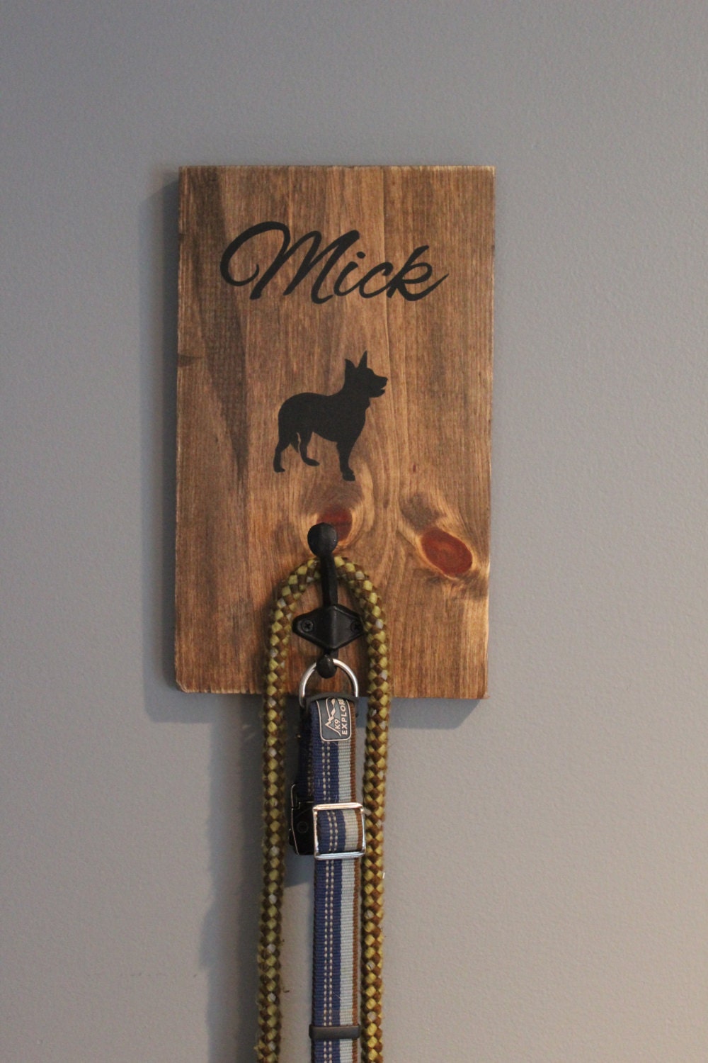 Dog Leash Hook Personalized Pet Leash Holder by YellowFernStudio
