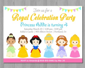 Princess Invitation, Princess Birthday Invitation, Disney Princess Invitation, Disney Princess Party, Disney Princess