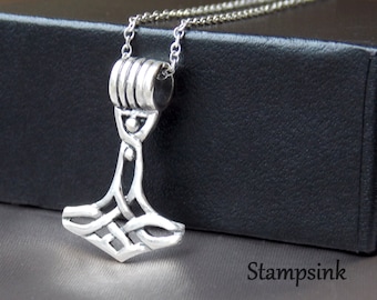 Thor hammer, Viking Necklace, Viking Axe, thors hammer pendant,, Long Silver Necklace, Sterling Silver Chain, boyfriend gift, Stampsink