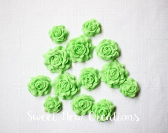 mint green fondant flowers cake pops decorations edible party favors sugar flowers edible flowers fower cupcake toppers mint green rose