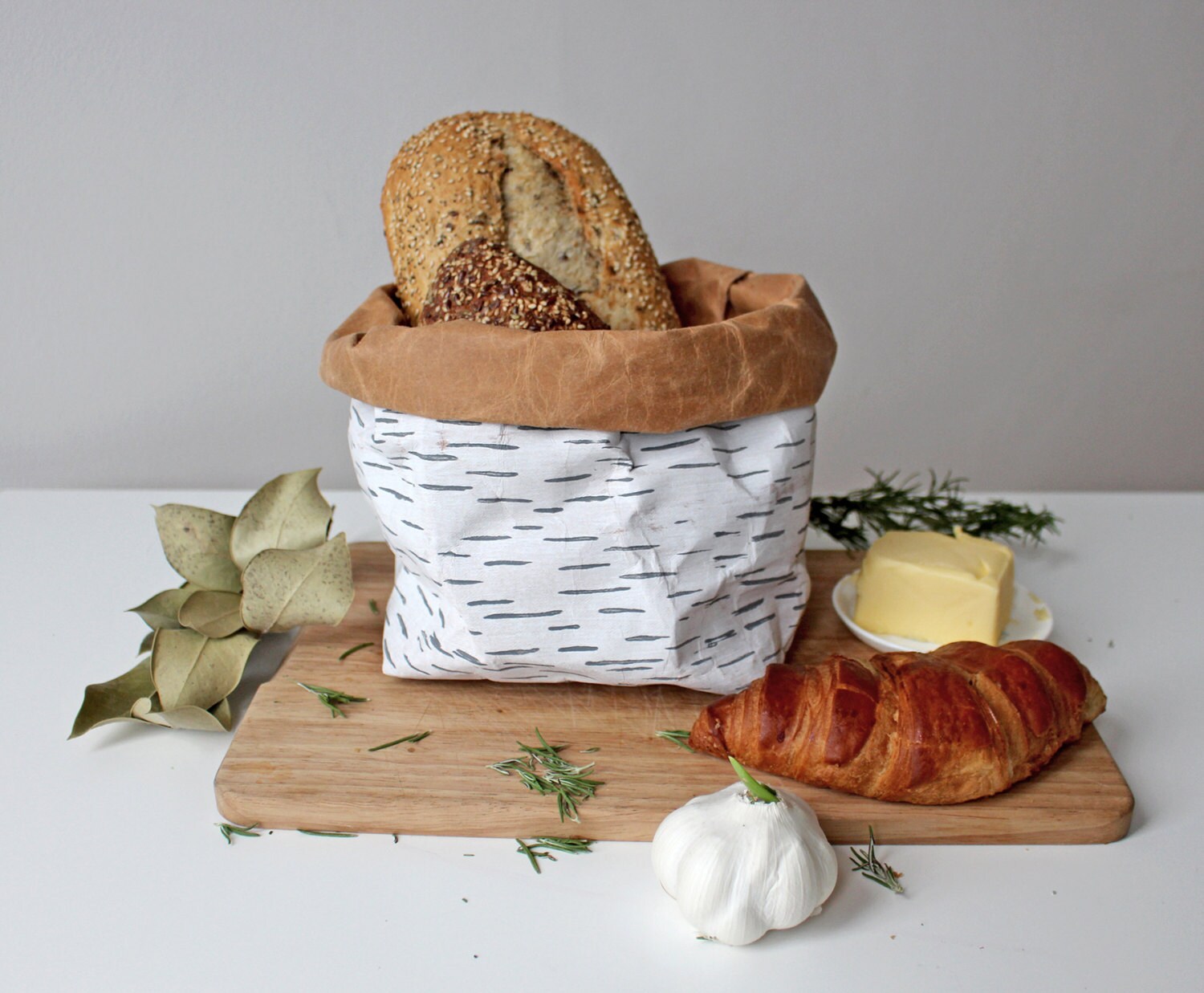 Bread bag bread basket Birch bark washable paper