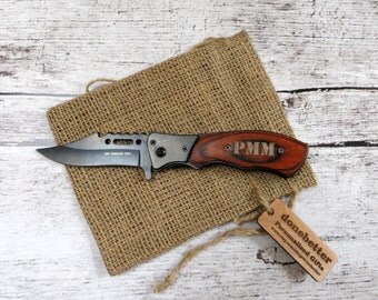 Personalized Wood Handle Pocket Knife, Groomsmen Gift, Gifts for Men, Fathers Day gift (31W)