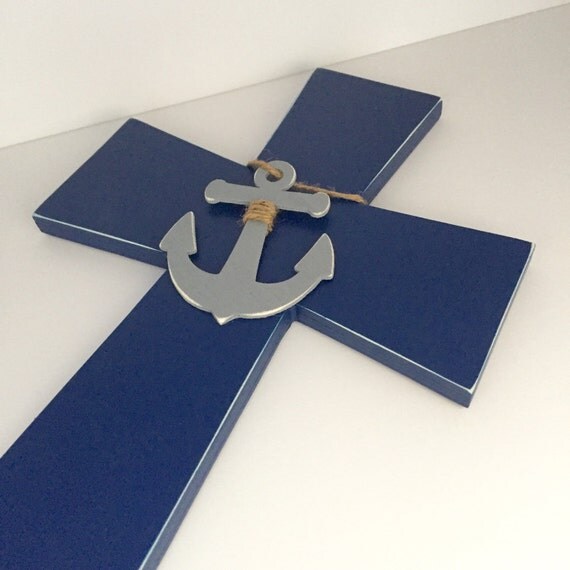 Navy Anchor Wall Cross Navy Nautical by EthelsGranddaughter