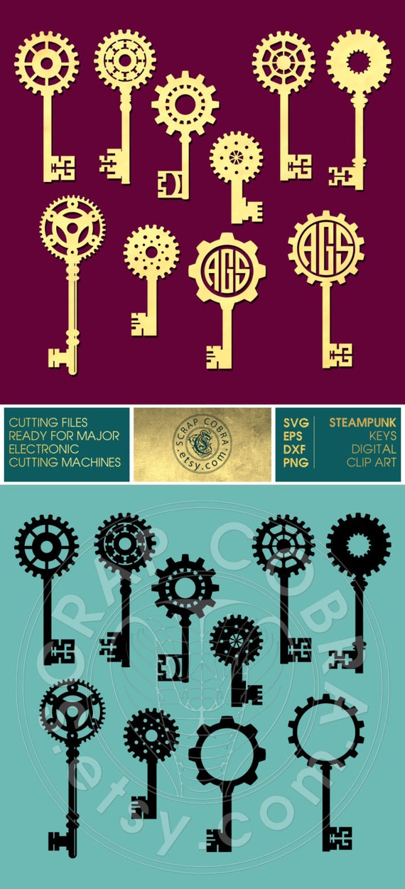 Download Steampunk Gear Skeleton Keys Vector Decal Clipart by ...