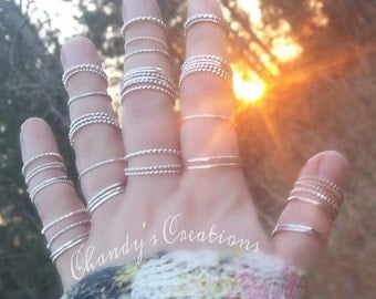 Sterling Silver Stackable Rings, Midi Rings, Layered Rings, Stackable Rings, Customized Rings, Hammered Spacer, Beaded Spacer, Stack Rings