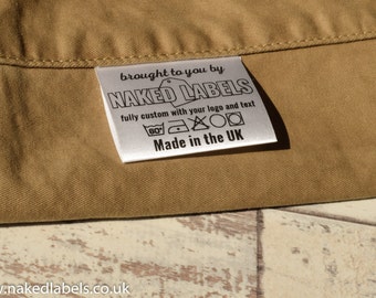 300 x Custom clothing labels - Silky Satin for textile with FREE cutting - custom fabric Labels, sew-in clothing labels, clothing tags