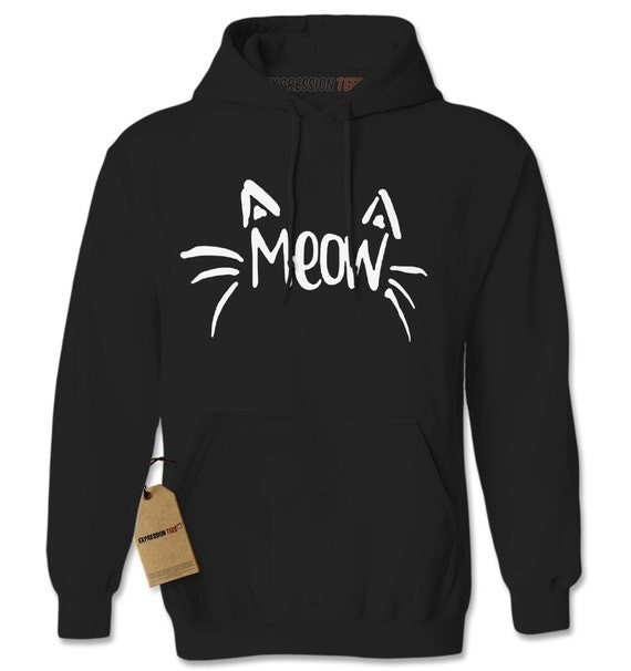 Hoodie Meow Hooded Jacket Sweatshirt Kitten Cat by XpressionTees