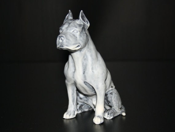 white staffordshire bull terrier statue