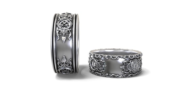  Gothic  wedding bands  his  and hers  set by GreyWolfJewellery