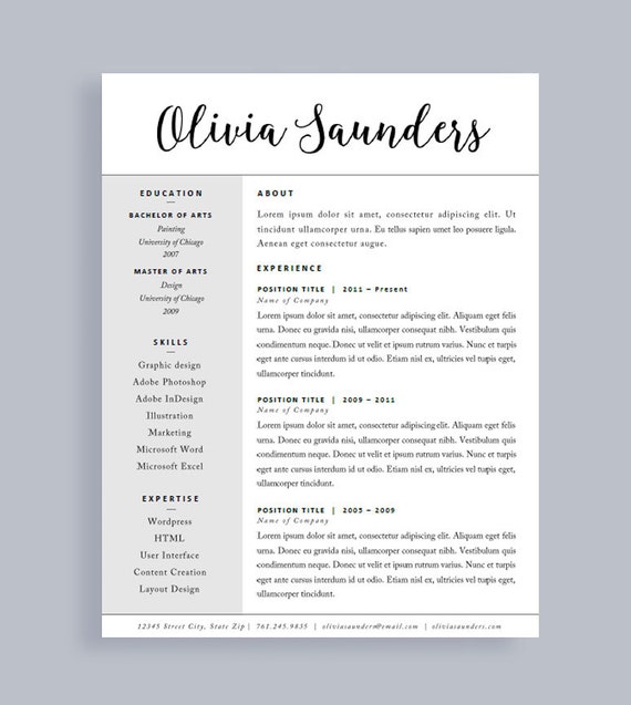 Resume name header