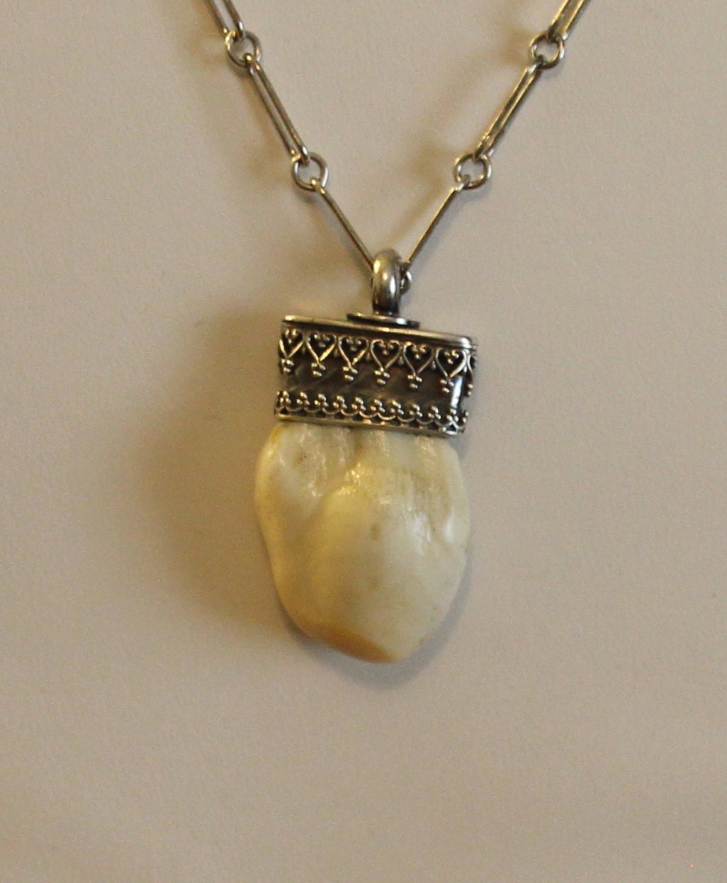 Large Sterling Silver Elk Ivory Pendant setting