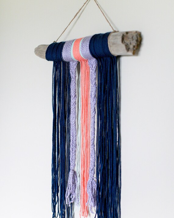 Bohemian Decor. Yarn Hanging. Wall Hanging. Driftwood Yarn