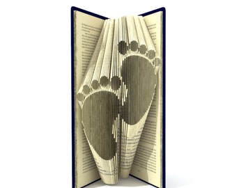 Bookfolding pattern - BABY FEET - 139 folds + Tutorial with Simple pattern - book art Heart - FO0101