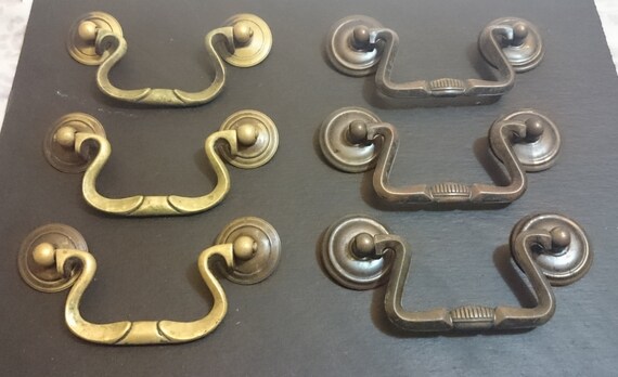 Vintage Brass Drawer Handles Swan Neck Drawer Pulls by EcoMaRe