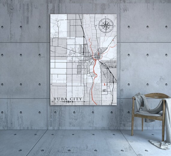 YUBA CITY CA Canvas Print Ca California Vintage map Yuba City