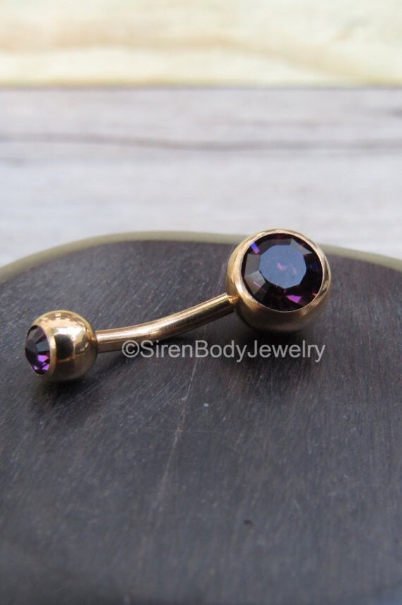 Rose gold belly button rings VCH jewelry navel by SirenBodyJewelry