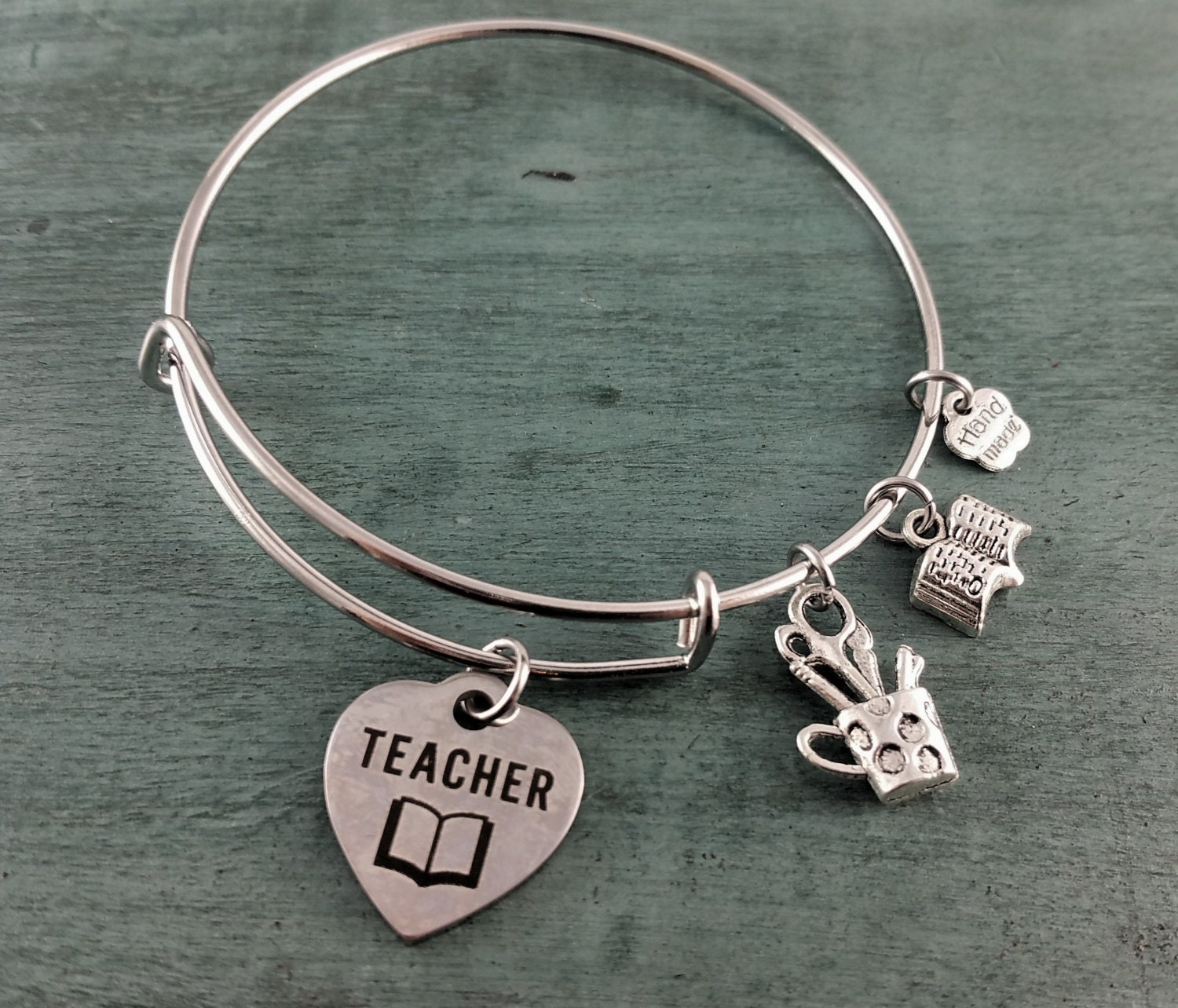 Teacher Bangle Charm bracelet Handmade Jewelry Charm