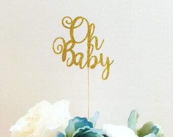 Oh baby cake topper . Baby shower cake topper . Oh baby gold cake topper . Baby shower ideas . gender reveal party . Gold theme