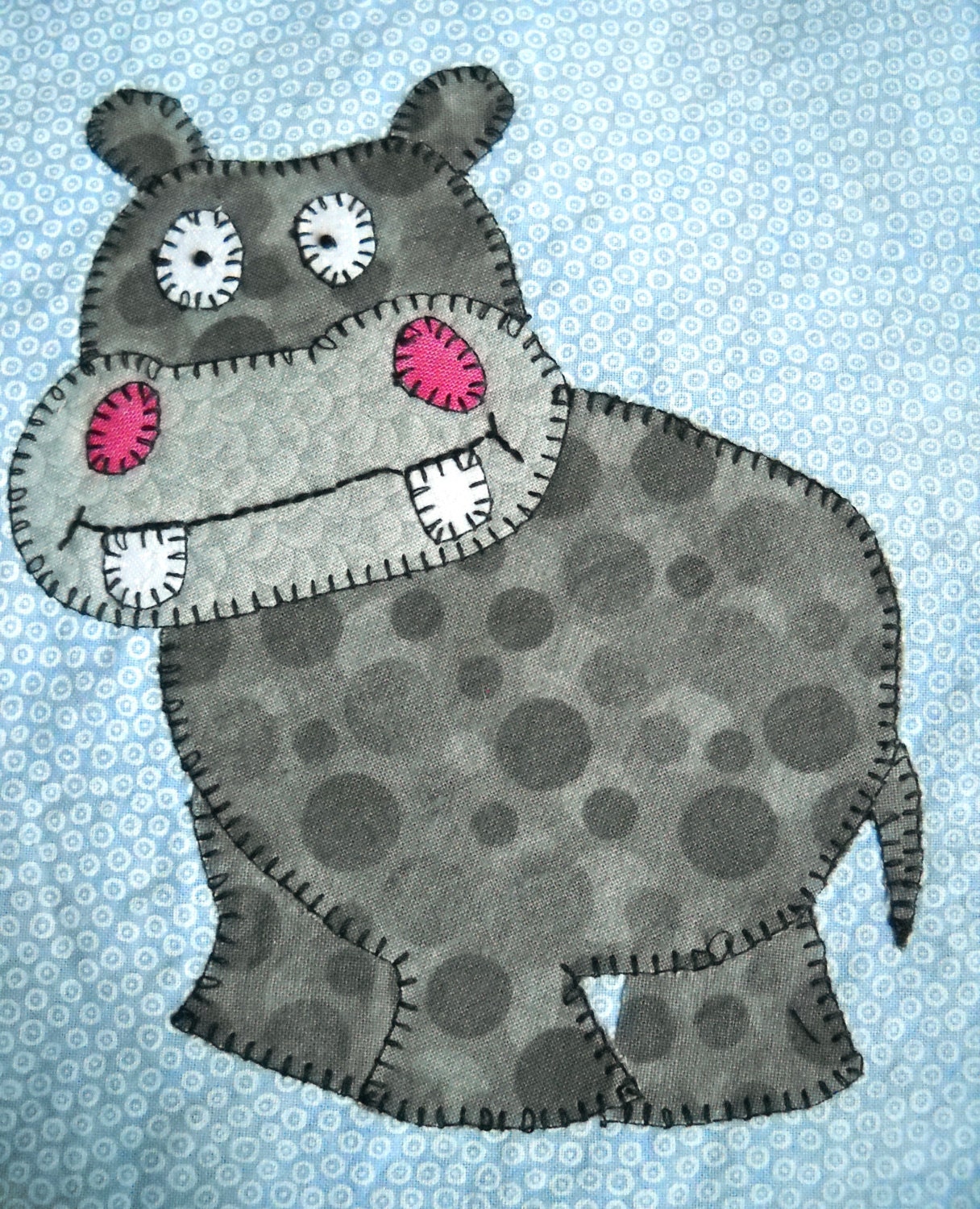 Hippo PDF applique pattern zoo animal quilt pattern African