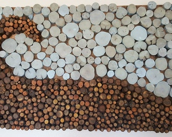Abstract Wave Wood Slice Wall Art - Reclaimed Wood Wall Art - Wood Wall Art