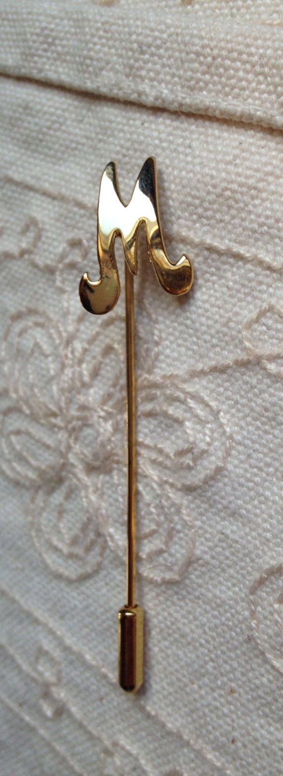 Initial M Brooch Pin Initial pins brooches Letter M Lapel