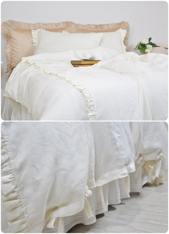 Ruffle Linen Duvet Cover Set Full King Queen Ruffle Linen Duvet Cover Set Full King Queen Pillowcases