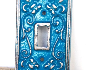 Teal Light Switchplate - Wall Accents - Light Switch Cover - Teal Wall Decor - Light Switch Plate - Lightswitch Cover - Shabby Chic Decor