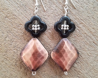 Copper Diamond Clover Earrings