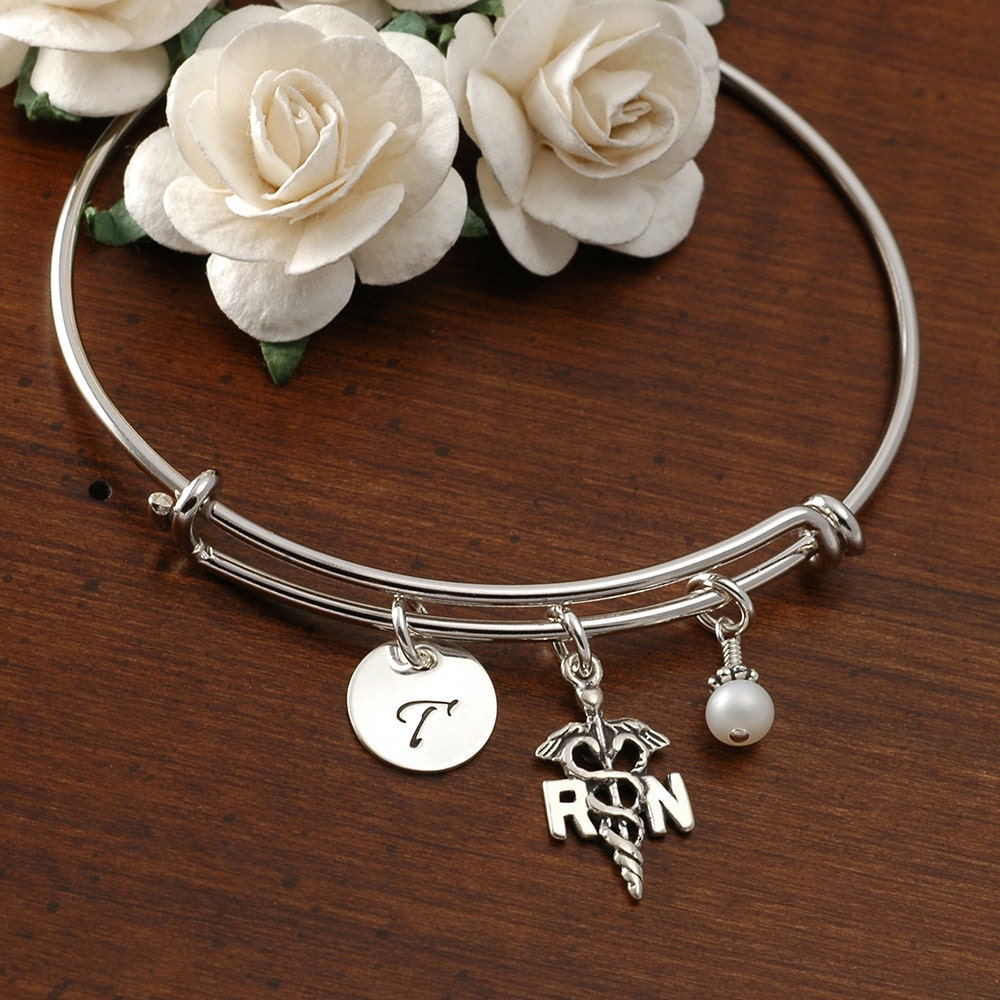 Nurse Bracelet bangle bracelet with RN by AffirmationsJewelry