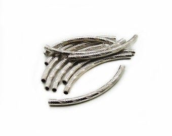 Curved Tube Beads, Tube Beads, Antique Silver Tube Beads, Curved Beads, 10 pcs Tube Beads, Spacer Beads, Jewelry Making, Graft Supplies
