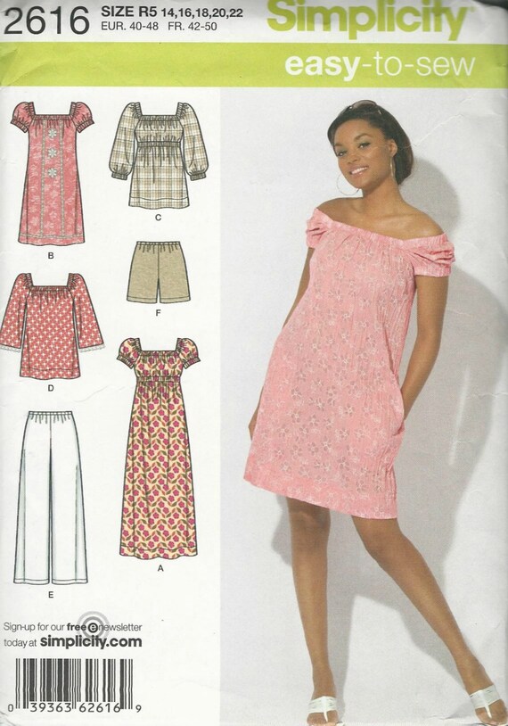 Sewing Patterns Misses' Dress In Two Lengths Or Top And