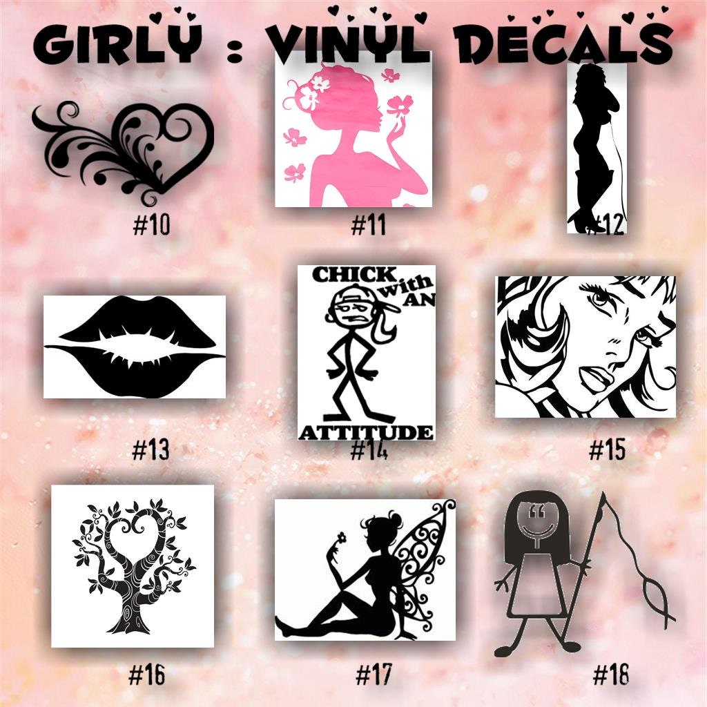 GIRLY vinyl decals 10-18 car window sticker by CreativeStudio805