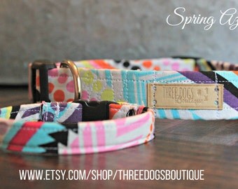 Dog Collar with Optional bff bracelet "Spring Aztec" FREE SHIPPING-**Please leave EXACT tight wrist measurement no wiggle room**