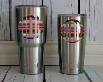 Yeti Serape Decal - DIY sticky monogram decal - Rainbow Ombre