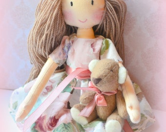Doll rag doll Asya handmade doll doll bear doll for gift and decoration.