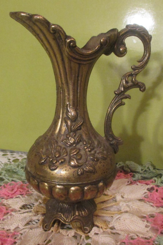 Vase Brass Made in Italy Vintage Ornate look. by Riverripples