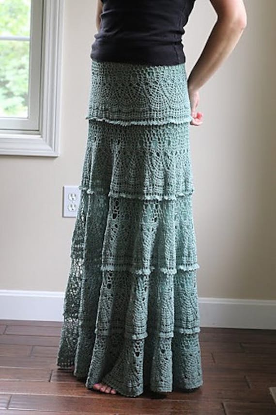 Maxi Crochet Skirt Lace Handmade Skirt Long Boho by ussuriknits
