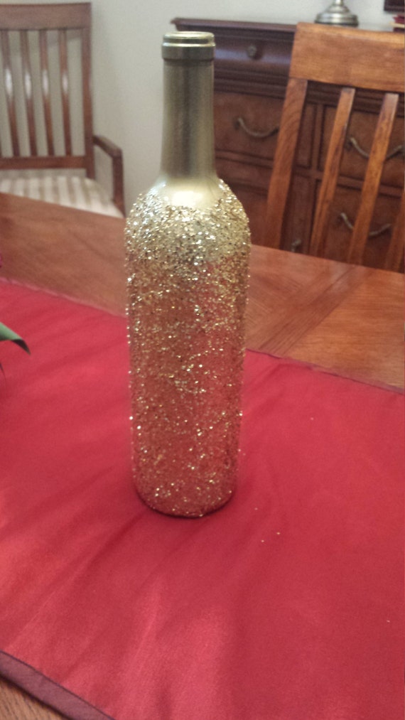 Gold Glitter Wine Bottle