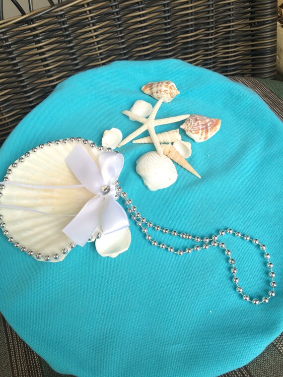 Silver or Gold seashell ring holder for beach by MyAwesomeWedding