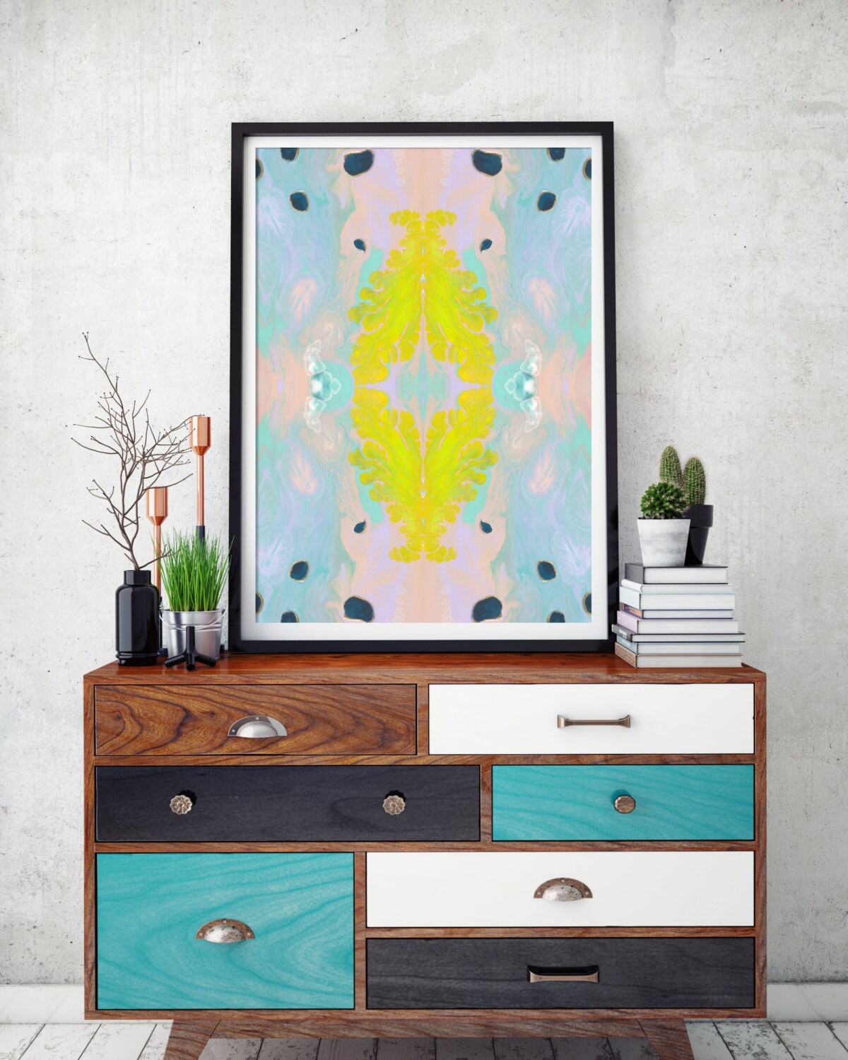 Pastel Art Print Abstract Wall Art Pastel Home Decor Yellow