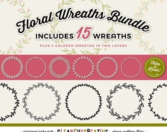 15 svg FLORAL WREATH SVG wreath svg monogram svg frame svg leaf wreath svg floral svg circle svg laurel svg- Studio3 dxf Cricut & Silhouette
