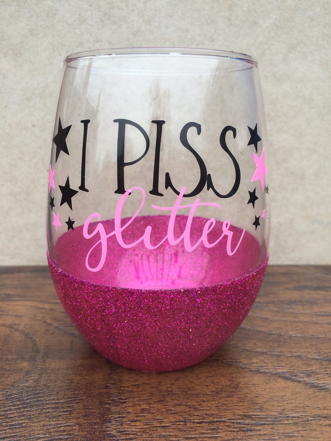 Funny Wine Glasses Glitter Stemless