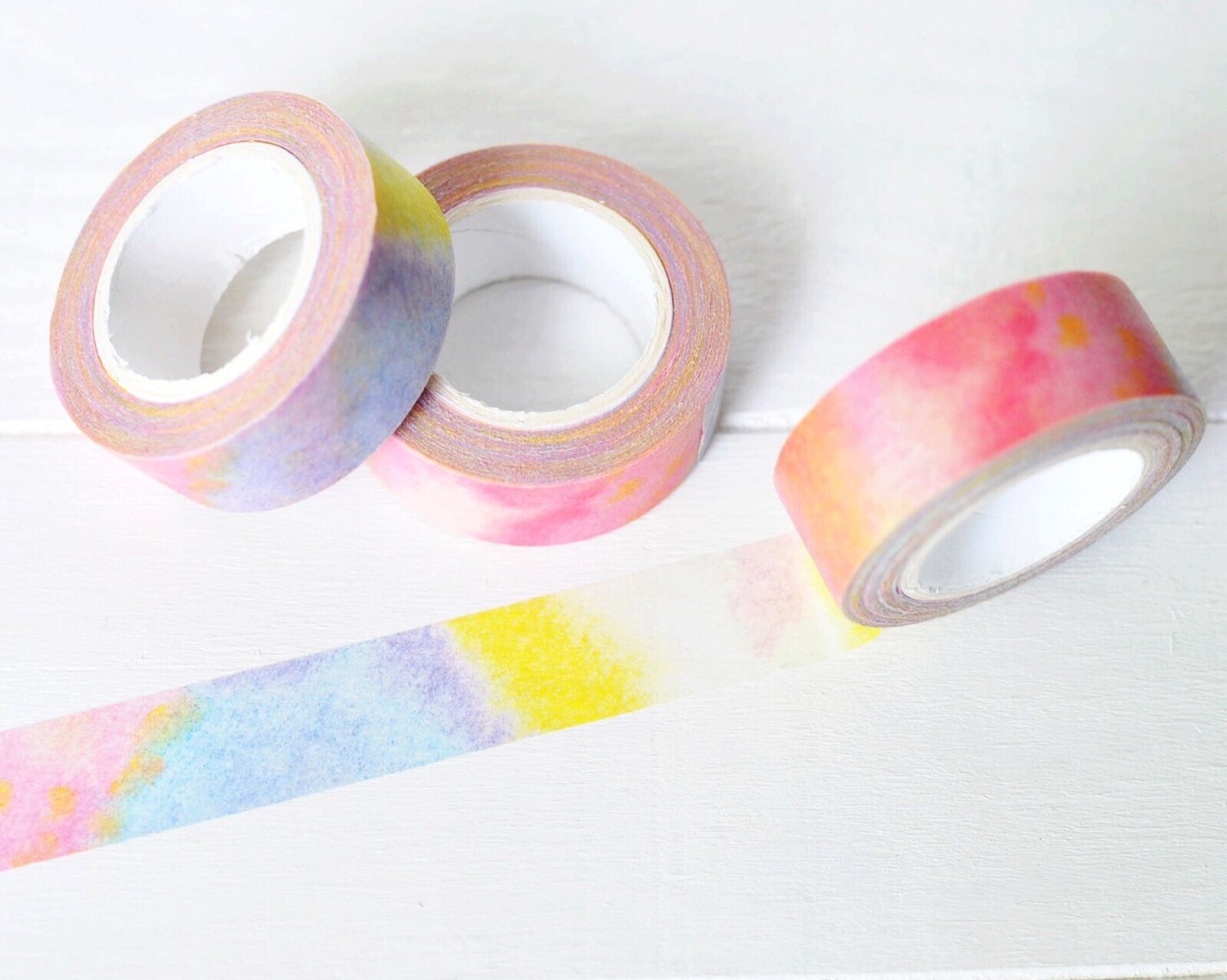 Watercolor Washi Tape. 15mm x 10m. Multi Color Washi Tape.