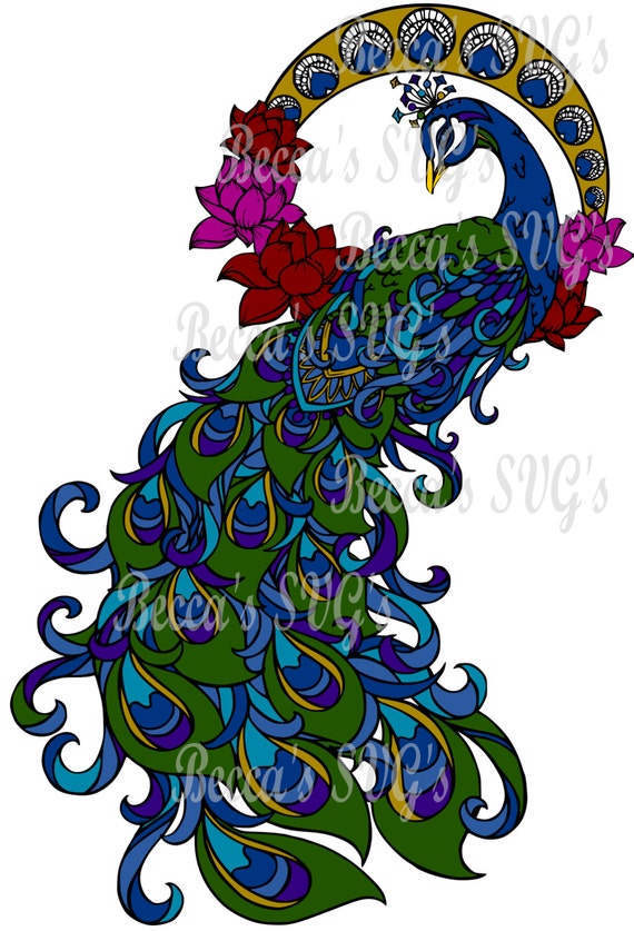 Download Stunning Beautiful Peacock SVG Cuttable File 8 Color