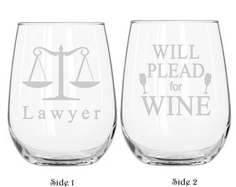 Lawyer, Law Student, Lawyer Wine Glass, 2 sided, Law School Graduation, Law School Gift, Judge Gift, Retirement Gift, Attorney Wine Glass