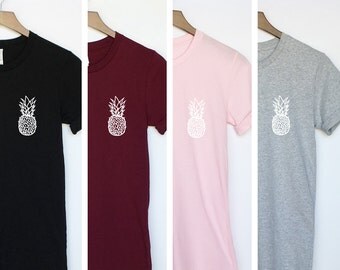 Pineapple Shirt - Pineapple Print Shirt on Chest - Pineapple Tee Fruit Shirt - Pineapple T Shirt Tumblr Top