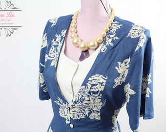 Vintage 90s Blue White Layered Shirt Dress Size M