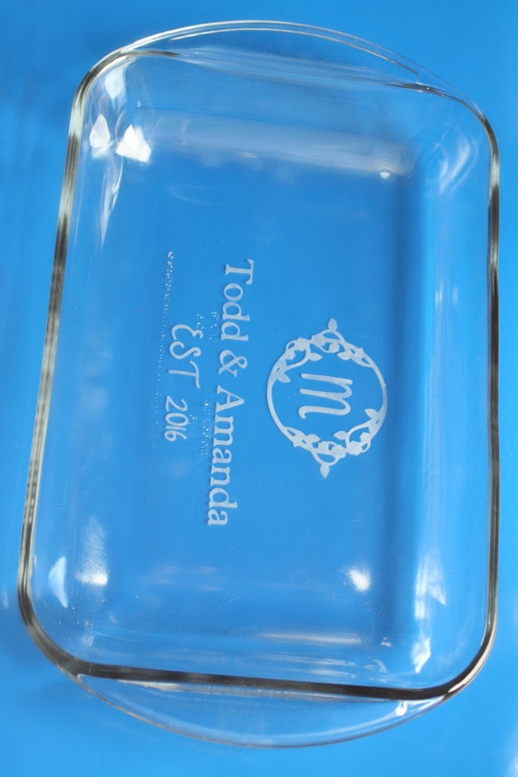 Items similar to Customized Etched Bakeware Dish Wedding Gift